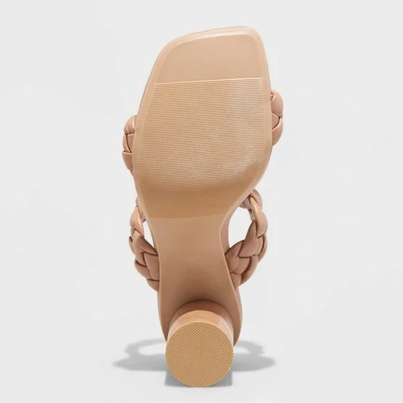 Leather braided mule sandal heels nude 6.5 - Picture 4 of 8